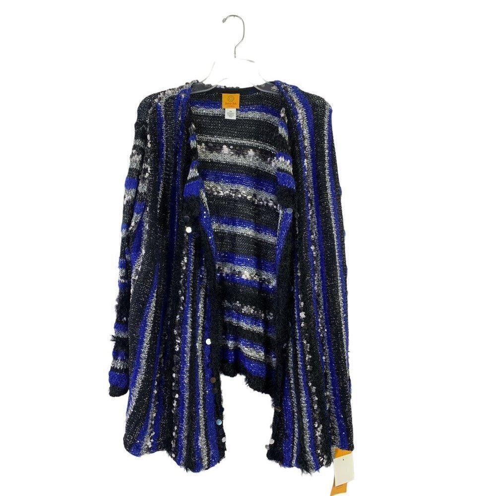 Ruby Rd. Women's Party Animal Blue Black Knitted Cardigan